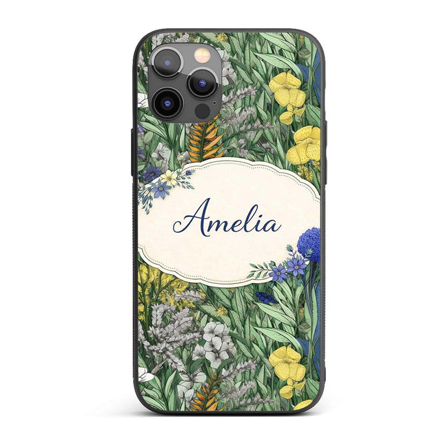 Tropical Botanical Garden Illustration Green Custom Name Protective Phone Case Mobile Cover Durable Everyday Smartphone Shock Resistant