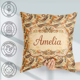 Custom Name Tribal Abstract with Organic Shapes Hand Elements in Square Filled Cushion Throw Pillow Sofa Bed Home Decor Zip Washable UK Made