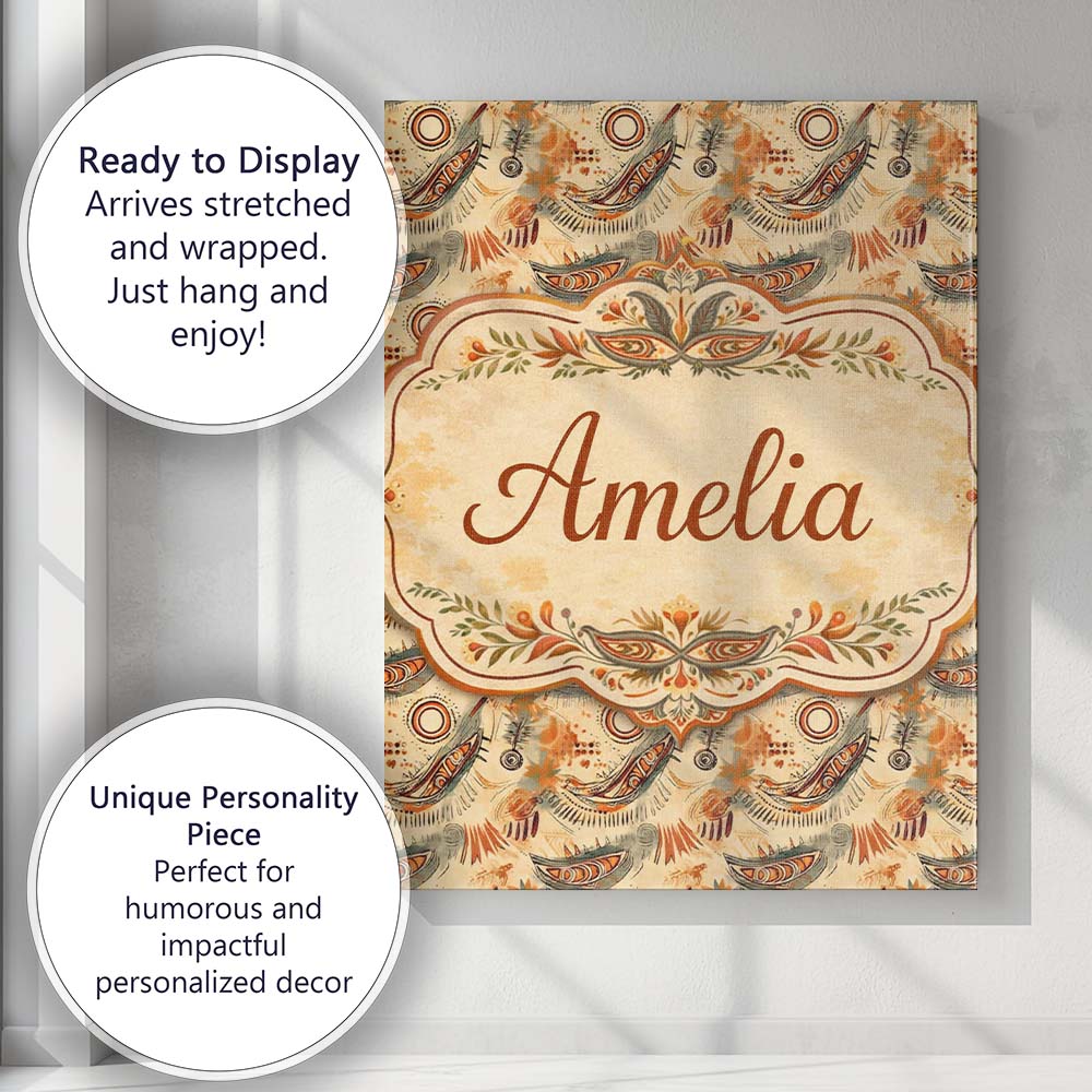Personalised Name Tribal Abstract with Custom  Modern Room Accent Elegant Feature Canvas Wall Art Print Decor Picture Ready to Hang