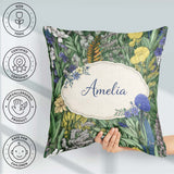 Custom Name Tropical Botanical Garden Illustration Green Pattern Square Filled Cushion Throw Pillow Sofa Bed Home Decor Zip Washable UK Made