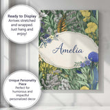 Personalised Name Tropical Botanical Garden Illustration Green Custom Modern Room Accent Canvas Wall Art Print Decor Picture Ready to Hang