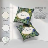 Custom Name Tropical Botanical Garden Illustration Green Pattern Square Filled Cushion Throw Pillow Sofa Bed Home Decor Zip Washable UK Made
