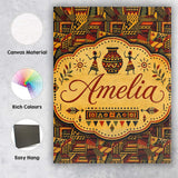 Personalised Name Bold African Inspired Custom  Modern Room Accent Elegant Feature Canvas Wall Art Print Decor Picture Ready to Hang
