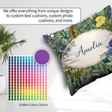 Custom Name Tropical Botanical Garden Illustration Green Pattern Square Filled Cushion Throw Pillow Sofa Bed Home Decor Zip Washable UK Made