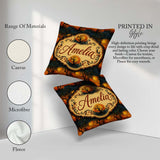 Custom Name Artistic Swirl Landscape with Trees and Sun in Brush Square Filled Cushion Throw Pillow Sofa Bed Home Decor Zip Washable UK Made