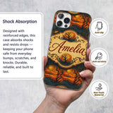 Artistic Swirl Landscape with Trees and Sun in Custom Name Protective Phone Case Mobile Cover Durable Everyday Smartphone Shock Resistant