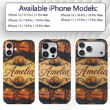 Artistic Swirl Landscape with Trees and Sun in Custom Name Protective Phone Case Mobile Cover Durable Everyday Smartphone Shock Resistant