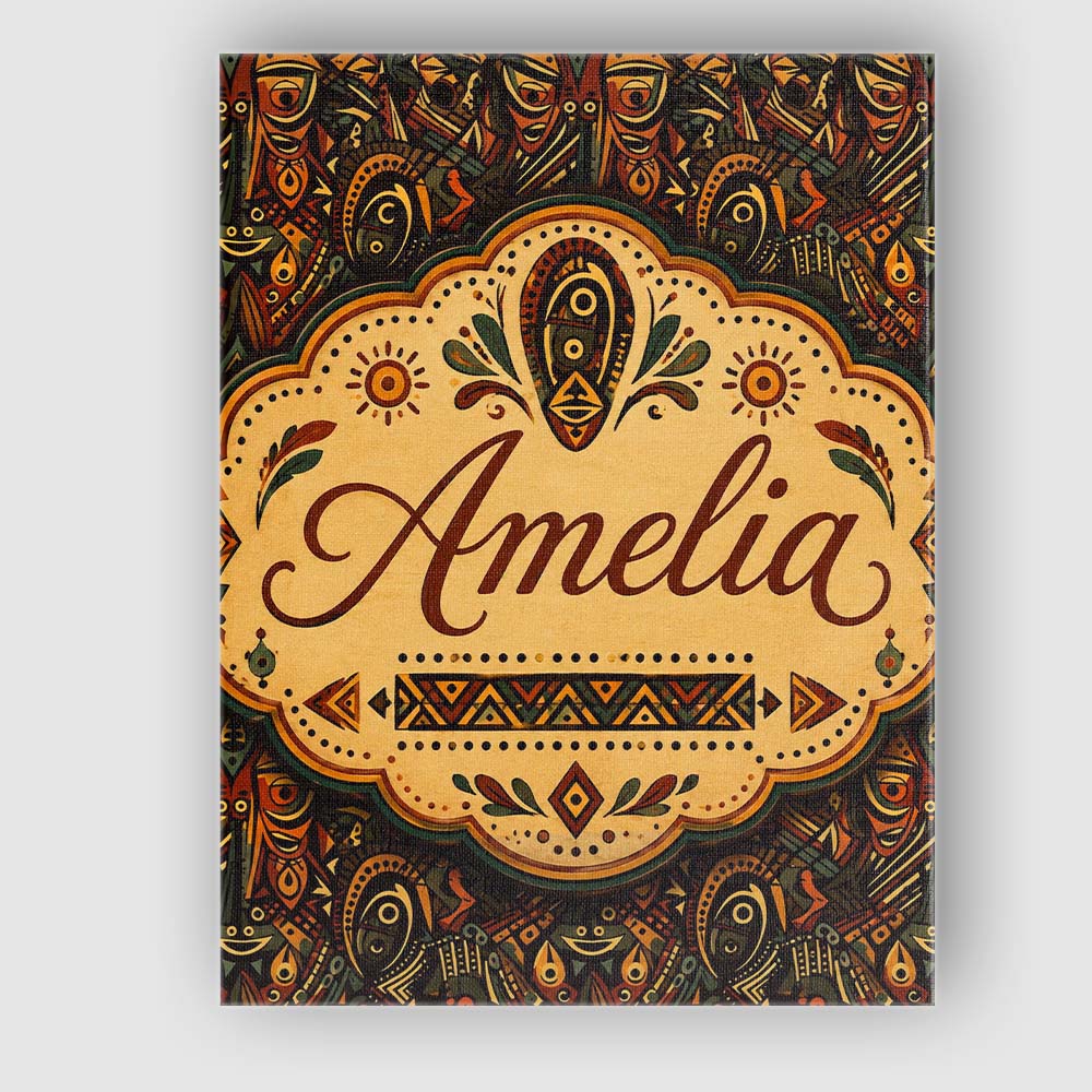 Personalised Name Intricate Tribal Mask and Custom  Bespoke Interior Contemporary Canvas Wall Art Print Decor Picture Ready to Hang
