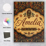 Personalised Name Intricate Tribal Mask and Custom  Bespoke Interior Contemporary Canvas Wall Art Print Decor Picture Ready to Hang