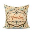 Custom Name Geometric Pattern with and Shapes in Teal Orange and Square Filled Cushion Throw Pillow Sofa Bed Home Decor Zip Washable UK Made