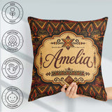 Custom Name Bold Ethnic Geometric with Repeating Tribal in Black Square Filled Cushion Throw Pillow Sofa Bed Home Decor Zip Washable UK Made