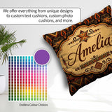 Custom Name Bold Ethnic Geometric with Repeating Tribal in Black Square Filled Cushion Throw Pillow Sofa Bed Home Decor Zip Washable UK Made