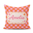 Custom Name Abstract Orange Checkerboard Pattern Modern Seamless Square Filled Cushion Throw Pillow Sofa Bed Home Decor Zip Washable UK Made