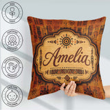 Custom Name Tribal Symbol Patchwork with Inspired in Warm Orange Square Filled Cushion Throw Pillow Sofa Bed Home Decor Zip Washable UK Made