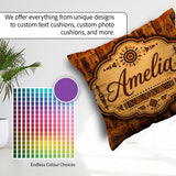 Custom Name Tribal Symbol Patchwork with Inspired in Warm Orange Square Filled Cushion Throw Pillow Sofa Bed Home Decor Zip Washable UK Made