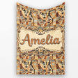 Abstract Tribal Line Art Pattern with Organic Shapes in Earthy  Personalised Custom Name Super Soft Fleece Blanket Bed Sofa Throw