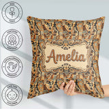Custom Name Abstract Tribal Line Art Pattern with Organic Shapes Square Filled Cushion Throw Pillow Sofa Bed Home Decor Zip Washable UK Made