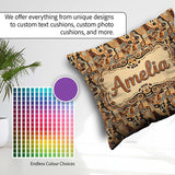 Custom Name Abstract Tribal Line Art Pattern with Organic Shapes Square Filled Cushion Throw Pillow Sofa Bed Home Decor Zip Washable UK Made
