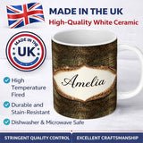 Personalized Custom Name Deep Teal Crocodile Texture Pattern Realistic Exotic Skin Design 11oz Ceramic Coffee Tea Mug White Large Handle