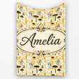Minimalist African Savanna Pattern with Trees Wildlife and Village  Personalised Custom Name Super Soft Fleece Blanket Bed Sofa Throw