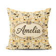 Custom Name Minimalist African Savanna Pattern with Wildlife and Square Filled Cushion Throw Pillow Sofa Bed Home Decor Zip Washable UK Made