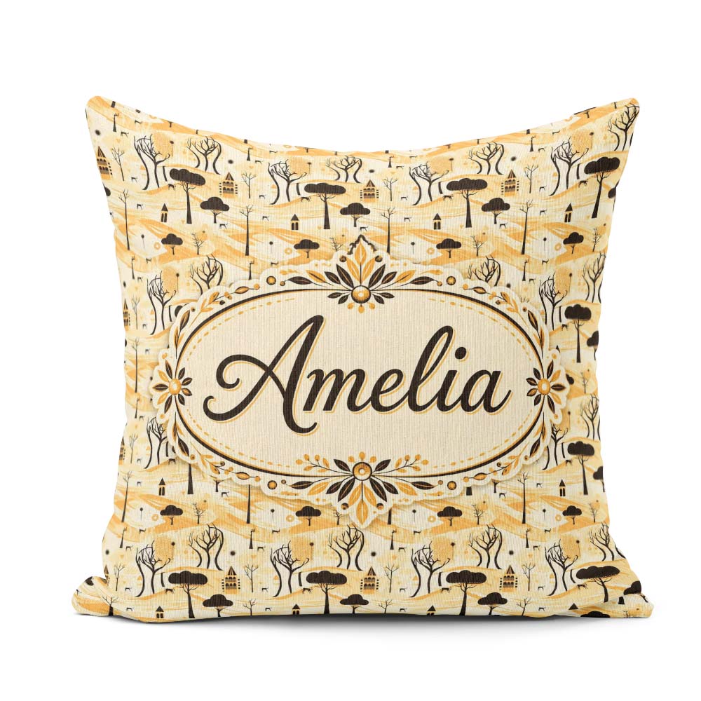 Custom Name Minimalist African Savanna Pattern with Wildlife and Square Filled Cushion Throw Pillow Sofa Bed Home Decor Zip Washable UK Made