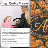 Orange Chrysanthemum Floral on Black Background with Detailed Petals  Personalised Custom Name Super Soft Fleece Blanket Bed Sofa Throw
