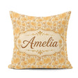 Custom Name Dense Golden Floral Pattern with Dark Foliage Lovely Square Filled Cushion Throw Pillow Sofa Bed Home Decor Zip Washable UK Made