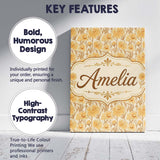 Personalised Name Dense Golden Chrysanthemum Custom Bespoke  Contemporary Display Canvas Wall Art Print Decor Picture Ready to Hang