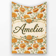 Elegant Orange Chrysanthemum Floral with Soft Shading Lovely  Personalised Custom Name Super Soft Fleece Blanket Bed Sofa Throw