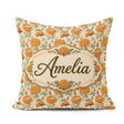 Custom Name Elegant Orange Chrysanthemum Floral with Soft Lovely Square Filled Cushion Throw Pillow Sofa Bed Home Decor Zip Washable UK Made