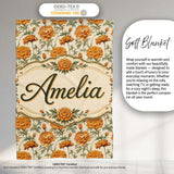 Elegant Orange Chrysanthemum Floral with Soft Shading Lovely  Personalised Custom Name Super Soft Fleece Blanket Bed Sofa Throw
