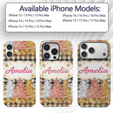 Black Gold Christmas Plaid Pattern Printed Design Custom Name Protective Phone Case Mobile Cover Durable Everyday Smartphone Shock Resistant