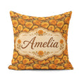 Custom Name Soft Sepia Floral Pattern in Monochrome Warm Beige Square Filled Cushion Throw Pillow Sofa Bed Home Decor Zip Washable UK Made