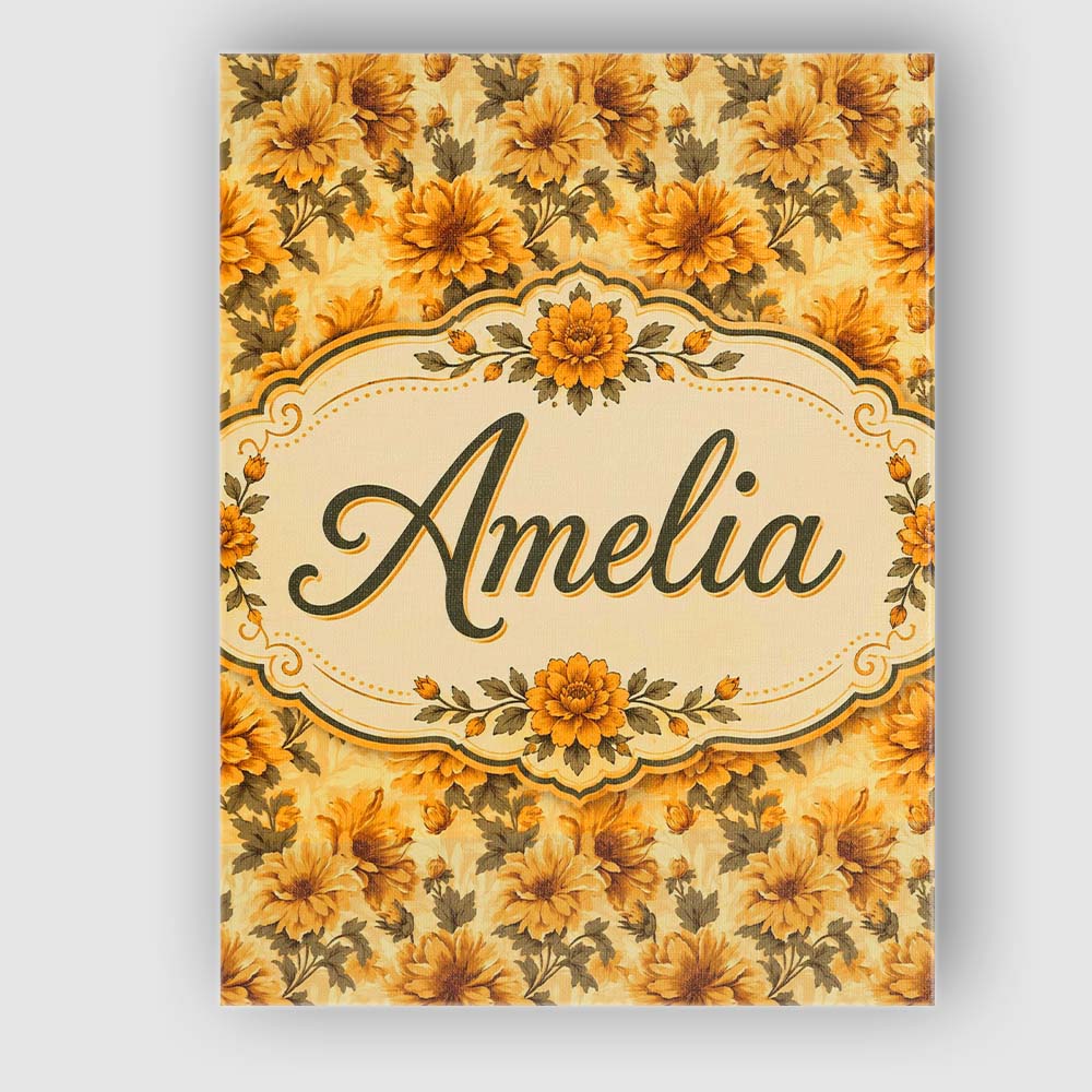 Personalised Name Chrysanthemum Floral on Custom  Unique Gift Idea Elegant Feature Canvas Wall Art Print Decor Picture Ready to Hang