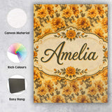 Personalised Name Chrysanthemum Floral on Custom  Unique Gift Idea Elegant Feature Canvas Wall Art Print Decor Picture Ready to Hang