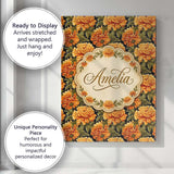 Personalised Name Chrysanthemum Floral on Custom  Unique Gift Idea Elegant Feature Canvas Wall Art Print Decor Picture Ready to Hang