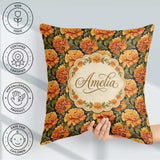 Custom Name Floral on Dark Background with High Contrast Petals Square Filled Cushion Throw Pillow Sofa Bed Home Decor Zip Washable UK Made
