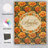 Personalised Name Chrysanthemum Floral on Custom  Unique Gift Idea Elegant Feature Canvas Wall Art Print Decor Picture Ready to Hang