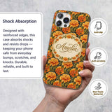 Chrysanthemum Floral on Dark Background with High Custom Name Protective Phone Case Mobile Cover Durable Everyday Smartphone Shock Resistant