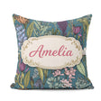 Custom Name Elegant Botanical Line Art Green Background Seamless Square Filled Cushion Throw Pillow Sofa Bed Home Decor Zip Washable UK Made