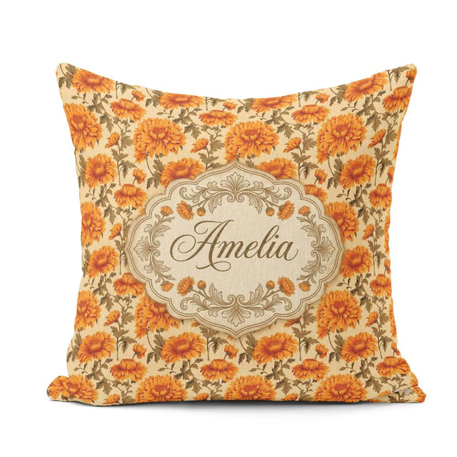 Custom Name Painterly Floral with Textured Brushstroke Effect on Square Filled Cushion Throw Pillow Sofa Bed Home Decor Zip Washable UK Made