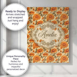 Personalised Name Painterly Floral with Custom  Modern Room Accent Elegant Feature Canvas Wall Art Print Decor Picture Ready to Hang