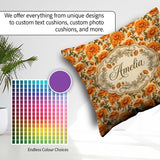 Custom Name Painterly Floral with Textured Brushstroke Effect on Square Filled Cushion Throw Pillow Sofa Bed Home Decor Zip Washable UK Made