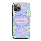 Cute Alien Space Cartoon Animal Pattern Cute Custom Name Protective Phone Case Mobile Cover Durable Everyday Smartphone Shock Resistant