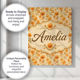 Personalised Name Chrysanthemum Floral on Custom  Unique Gift Idea Elegant Feature Canvas Wall Art Print Decor Picture Ready to Hang