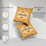 Custom Name Floral on Neutral Background with Warm Autumn Tones Square Filled Cushion Throw Pillow Sofa Bed Home Decor Zip Washable UK Made