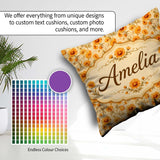 Custom Name Floral on Neutral Background with Warm Autumn Tones Square Filled Cushion Throw Pillow Sofa Bed Home Decor Zip Washable UK Made