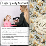 Classic Ivory Orchid Floral with Detailed Leaves Muted Blue Lovely  Personalised Custom Name Super Soft Fleece Blanket Bed Sofa Throw