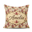 Custom Name Rich and Cream Orchid Floral Pattern on Warm Neutral Square Filled Cushion Throw Pillow Sofa Bed Home Decor Zip Washable UK Made